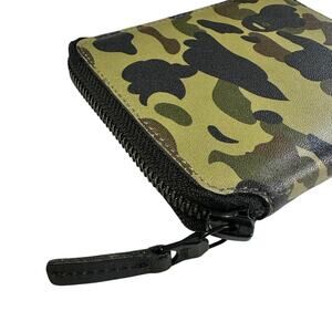 Bape Green Camo Leather Zip Wallet